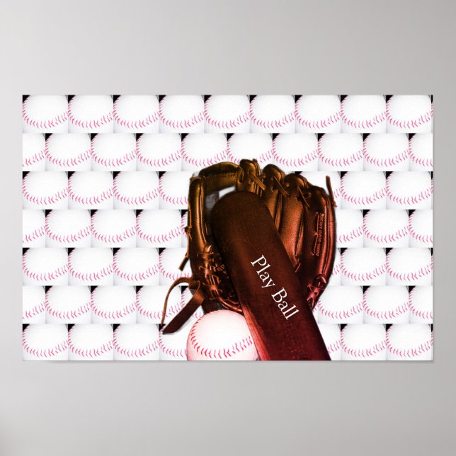 Baseball Bat Glove Photo Poster (Front)