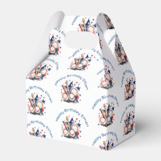 Baseball Bat Happy Birthday Name Pattern Kids Favour Box