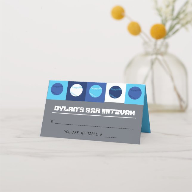 BASEBALL Bat Mitzvah Table Seating Escort Card (Front)