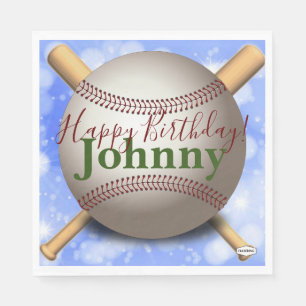 Baseball & Bat Personalised Napkin HAMbWG
