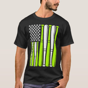 Baseball Bat Sports American Flag St Patrick's Day T-Shirt