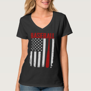 Baseball Bat Vintage American Flag National Sport T-Shirt