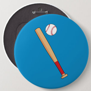 Baseball Bat with Ball 6 Cm Round Badge