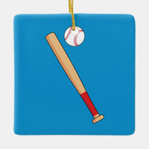 Baseball Bat with Ball Ceramic Ornament