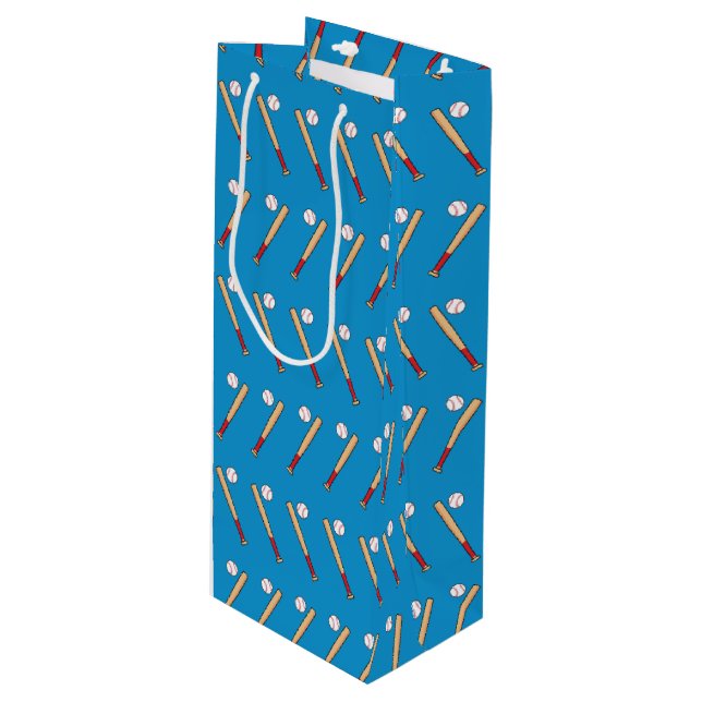 Baseball Bat with Ball Pattern Wine Gift Bag (Front Angled)