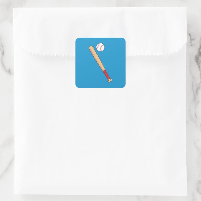 Baseball Bat with Ball Square Sticker (Bag)