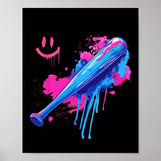 Baseball Bat With Sprinkles Drip For Men Boys 1  Poster (Front)