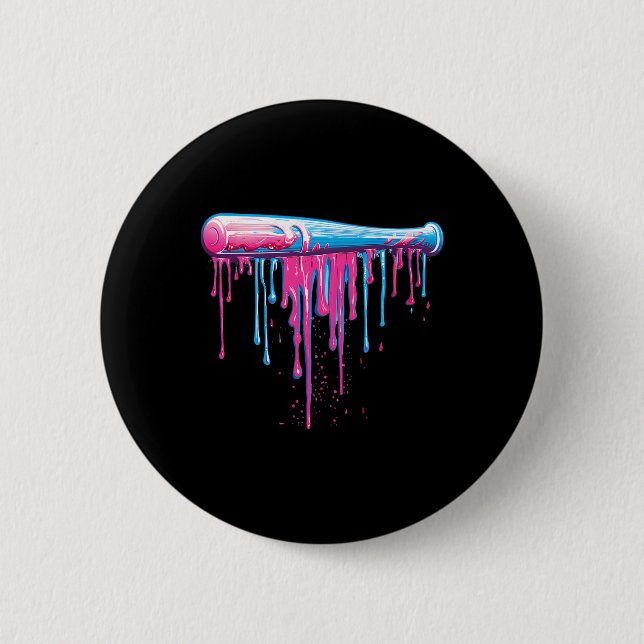 Baseball Bat With Sprinkles Drip For Men Boys  6 Cm Round Badge (Front)