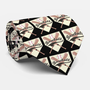 Baseball Bats Ball and Base Necktie