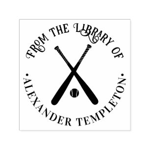 Baseball Bats Ball “From the Library of” Book Name Self-inking Stamp