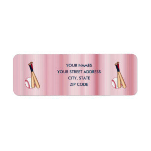 Baseball Bats Red Stripes Return Address Labels