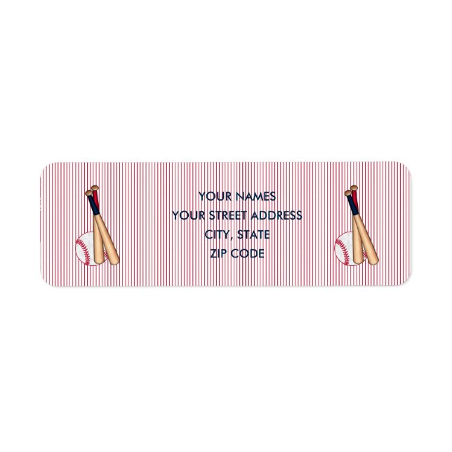 Baseball Bats Red Stripes Return Address Labels (Front)