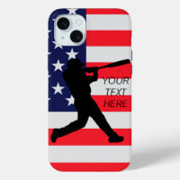 Baseball Batter and American Flag