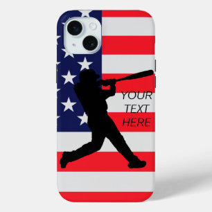 Baseball Batter and American Flag  iPhone 15 Mini Case