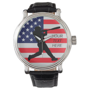 Baseball Batter and American Flag Watch