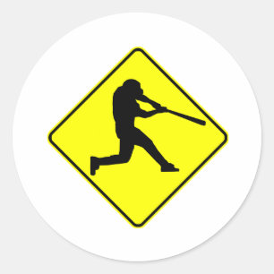 Baseball Batter Crossing Classic Round Sticker