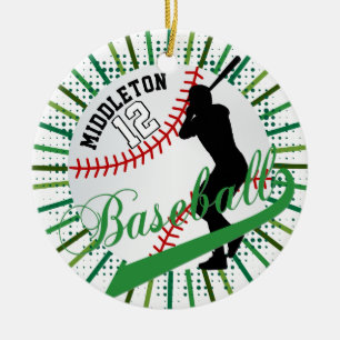 Baseball ⚾ Batter Design - Green Ceramic Tree Decoration
