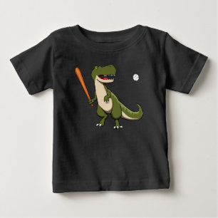 Baseball Batter Dinosaur T-Rex Baby T-Shirt