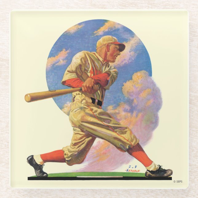 Baseball Batter Glass Coaster (Front)