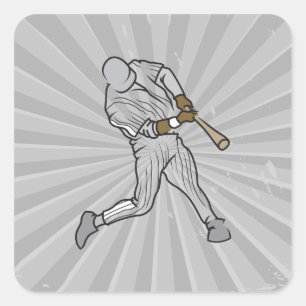 baseball batter graphic square sticker