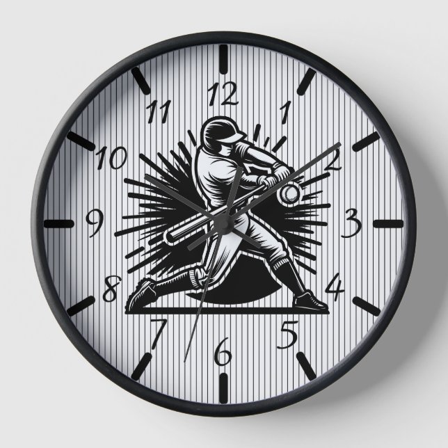 Baseball Batter Silhouette Gift Wall Clock (Front)