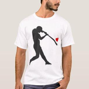 Baseball Batter Silhouette Heart Valentines Day Gi T-Shirt