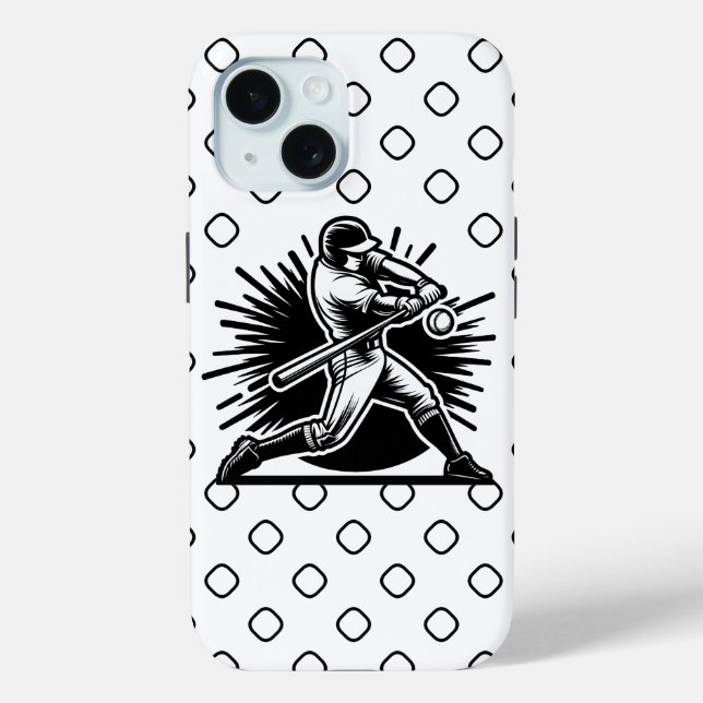 Baseball Batter Silhouette IPhone 15 Case (Back)