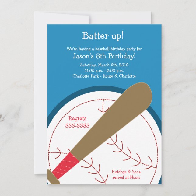 BASEBALL Batter Up Birthday Invitation (Front)