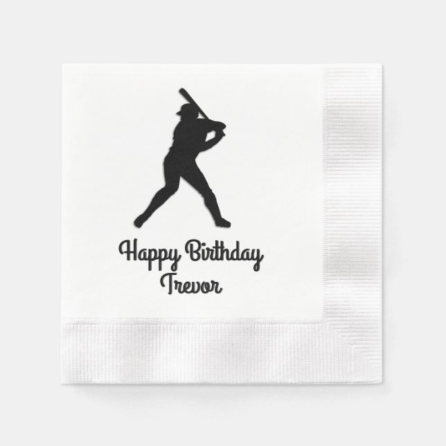 Baseball Batter Up Personalised Birthday Napkin (Front)