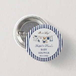 Baseball Bear Baby Shower  3 Cm Round Badge
