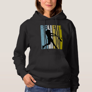 Baseball Believe Silhouette Colorful Retro Vintage Hoodie