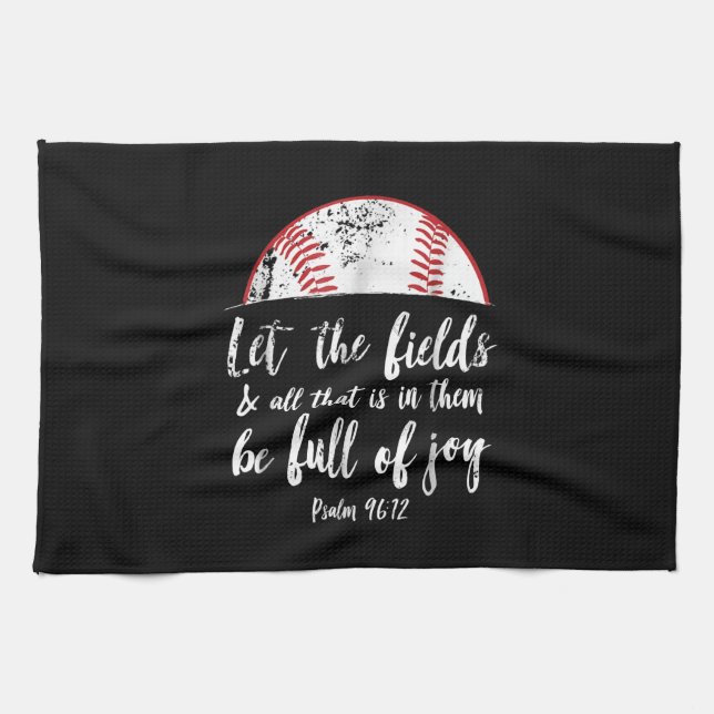 Baseball Bible Verse  Cute Christian Psalm 96 Tea Towel (Horizontal)