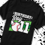 Baseball Birthday 11 Year Old Boy 11th Birthday T-Shirt<br><div class="desc">This baseball birthday party design is perfect for an 11 year old boy's baseball theme birthday party to celebrate their 11th birthday! Great for kids that love to play baseball, watch baseball or want to become future baseball star players! Features a baseball on a baseball field graphic w/ number 11...</div>