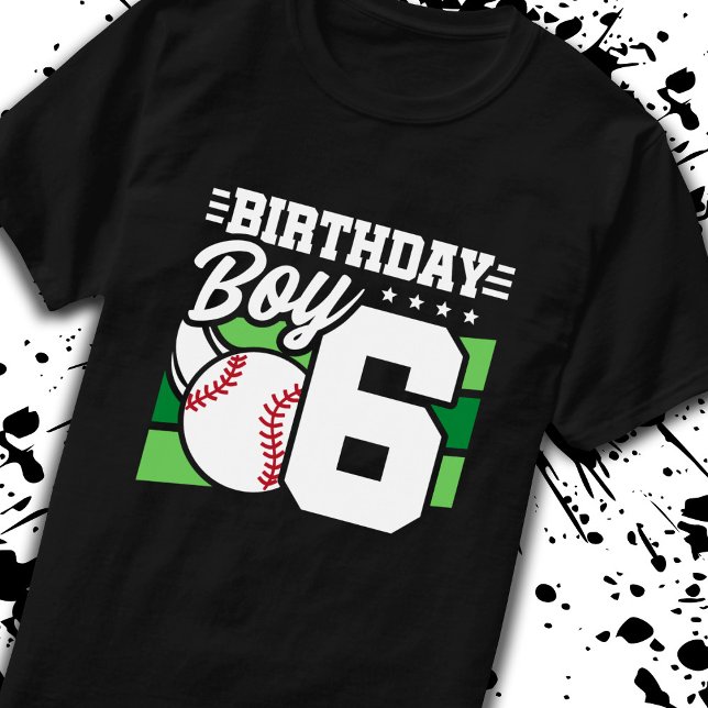 Baseball Birthday 6 Year Old Boy 6th Birthday T-Shirt (Creator Uploaded)
