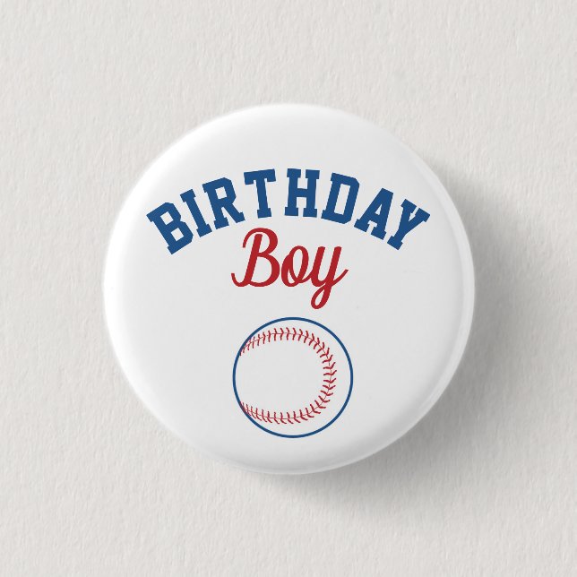 Baseball Birthday Boy Button (Front)