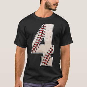 Baseball Birthday Boy Four 4 Years Old Fourth 4th T-Shirt