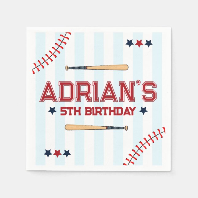 Baseball birthday boy  napkin (Front)