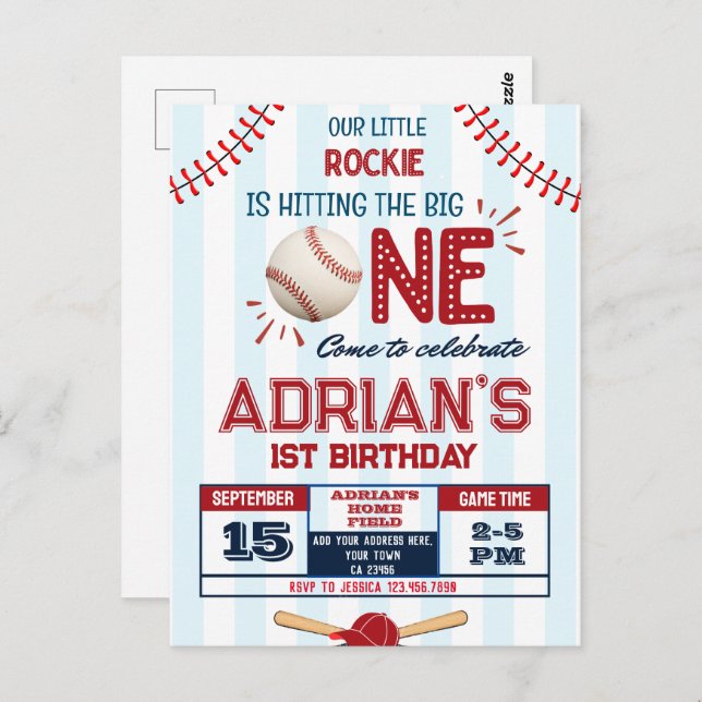 Baseball birthday boy postcard (Front/Back)