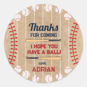 Baseball birthday classic round sticker