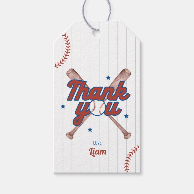 Baseball Birthday Favour Gift Tags (Front)