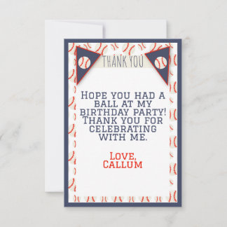 Baseball Birthday Flat Thank You Card