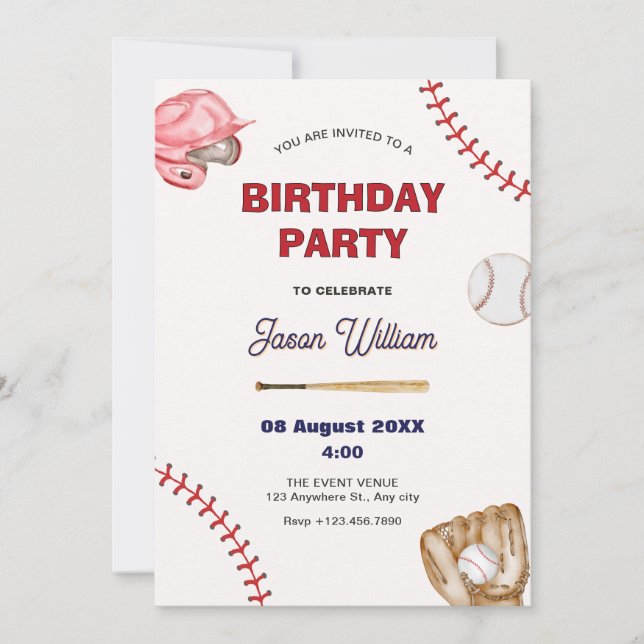 Baseball birthday invitation (Front)
