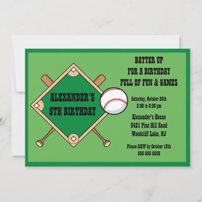 Baseball Birthday Invitation (Front)