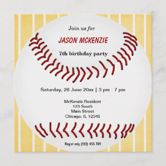 Baseball Birthday Invitation