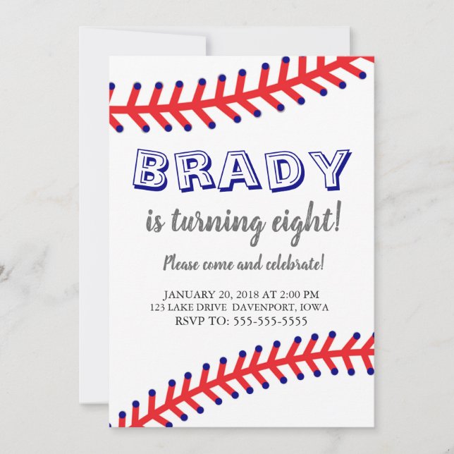 Baseball Birthday Invitation (Front)