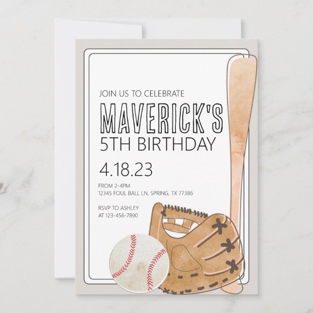 Baseball Birthday Invitation (Front)