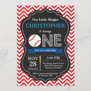Baseball Birthday Invitation 1st Birthday Party