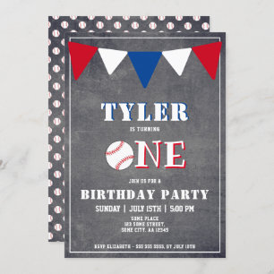 Baseball Birthday Invitation Boy 1st Birthday