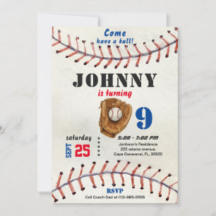 Baseball birthday invitation for boy with photo