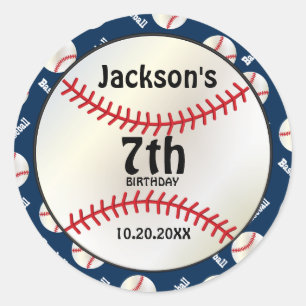 Baseball Birthday on DIY Colour Personalise Classic Round Sticker